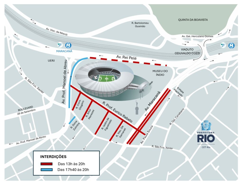CET-Rio monta esquema de trânsito para jogo entre Fluminense e Botafogo, no Maracanã