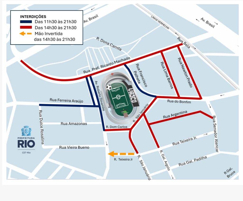 CET-Rio realiza operação de trânsito para o jogo entre Vasco e Cruzeiro, no estádio São Januário