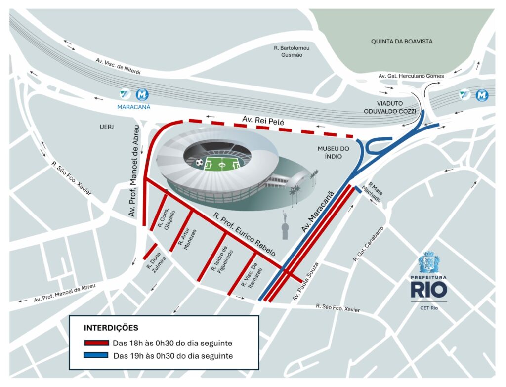 CET-Rio anuncia esquema de trânsito para jogo entre Flamengo e Cruzeiro, no Maracanã