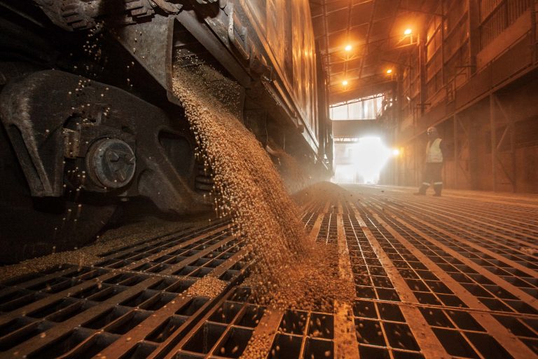 Economia - exportação - grãos produção agrícola ferrovias portos modais transporte cargas logística (Terminal ferroviário de cargas no Porto de Paranaguá-PR)