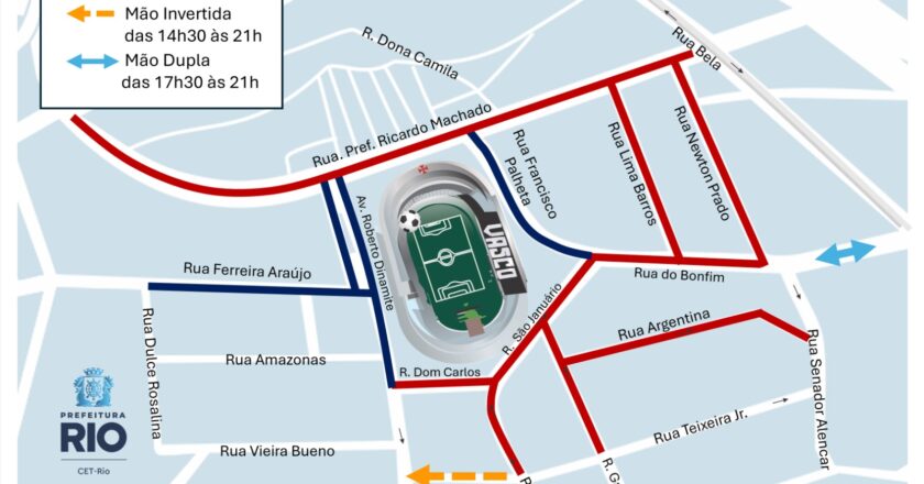 CET-Rio vai alterar o trânsito no entorno do estádio São Januário para Vasco x Juventude