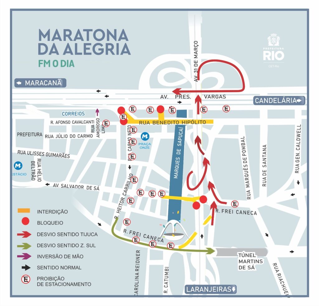 Maratona FM O Dia: esquema de trânsito no entorno do Sambódromo, no sábado (08/11)